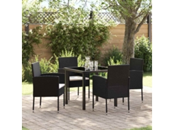 Vidaxl Conjunto De Jantar Para Jardim Com Almofada 5 Pcs Preto Vime Pe