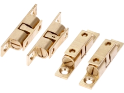 Conjunto De 4 Peças Fecho Esfera Dupla Em Cobre Puro 50x9mm Portas Armários, Com Trava De Contato, Na Cor Bronze