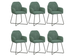 Conjunto 6 Cadeiras De Jantar Vidaxl Verde Veludo (55 X 50 X 84 Cm)