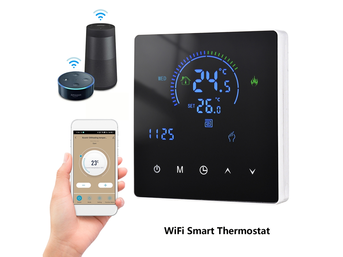 Termostato Primerox Wi-Fi, Controle Remoto, App, Tela LCD, para Aquecimento
