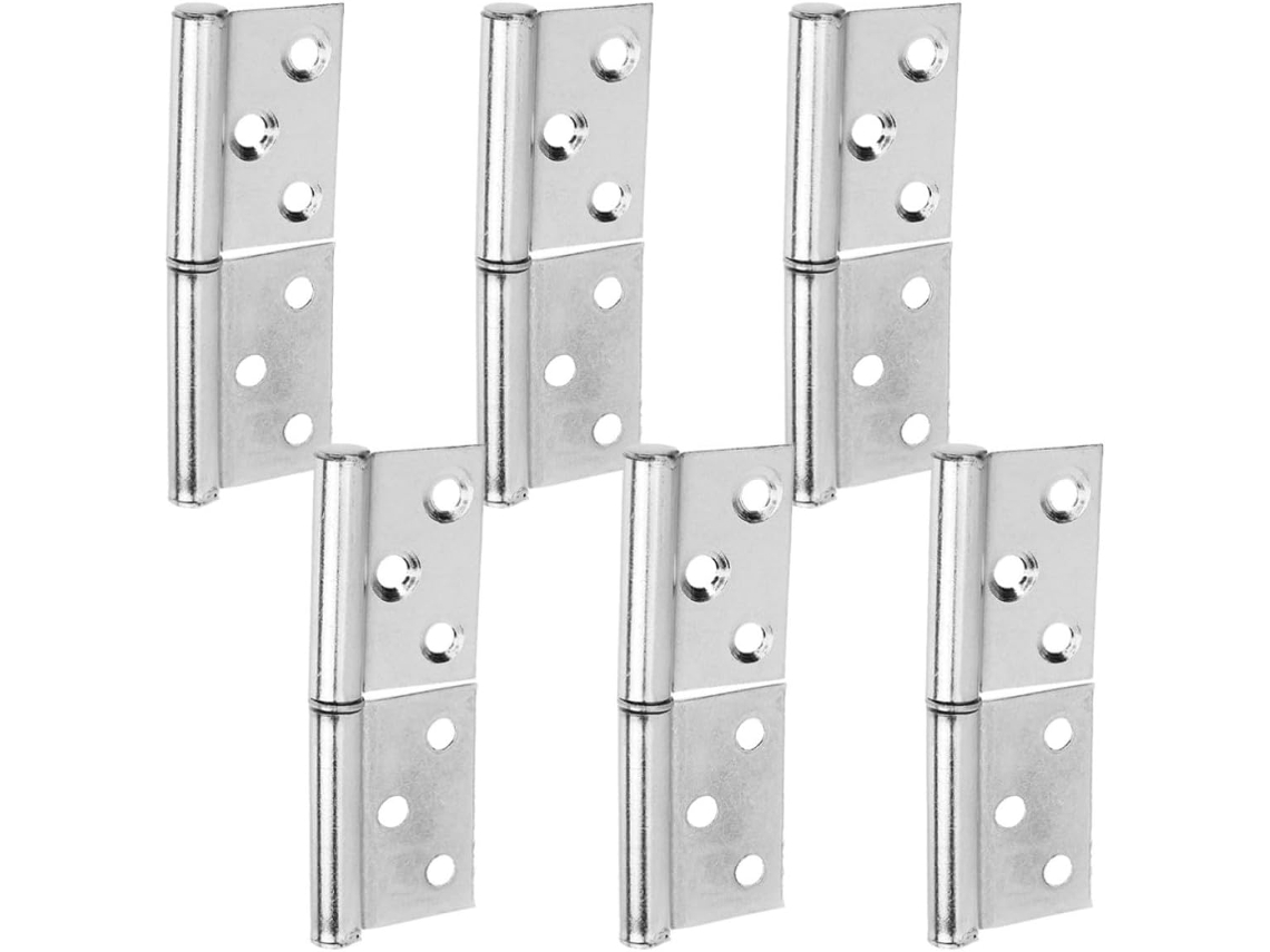 Conjunto De 6 Dobradiças De Porta Com Bandeira, Removíveis, Em Aço Inoxidável Prateado.