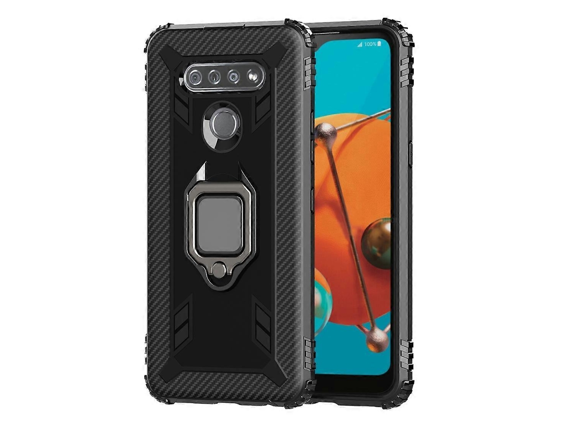Capa Protetora De Fibra De Carbono Com Suporte De Anel Giratório De 360 Graus Para Lg K51/q51