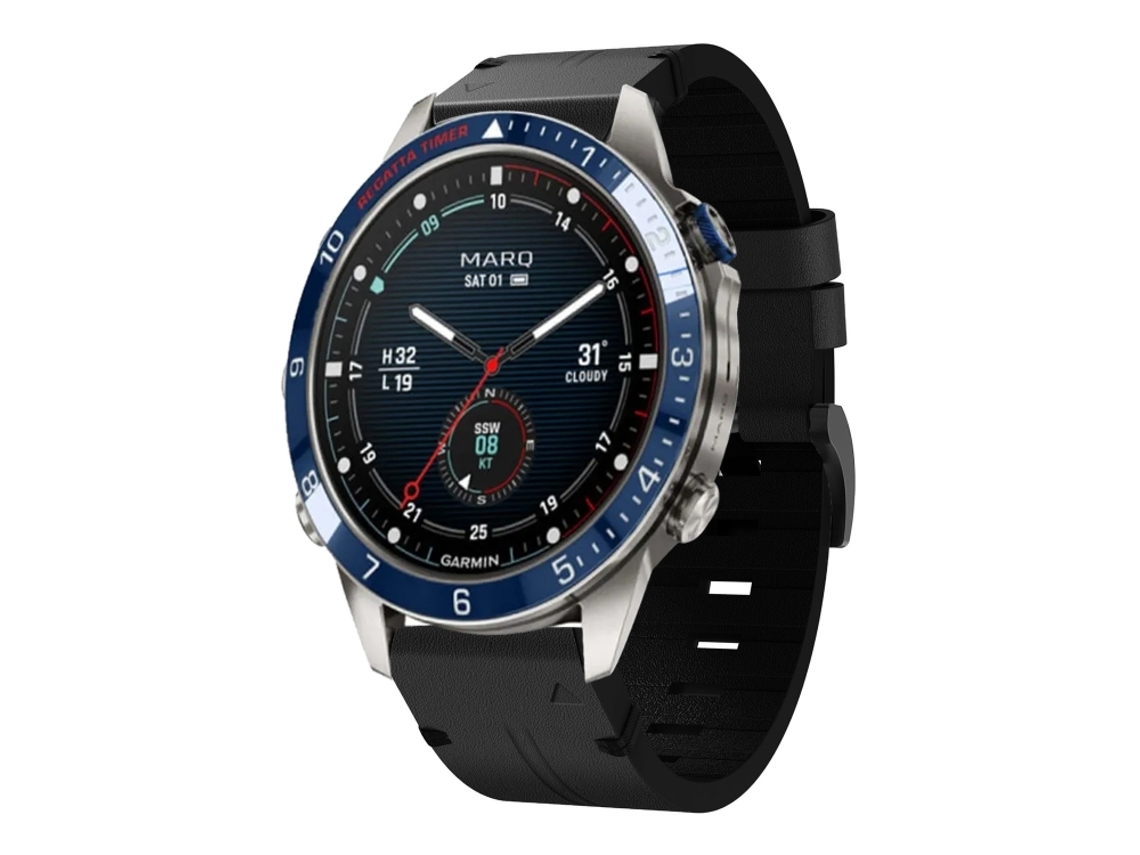 Bracelete para Garmin Marq Captain Gen 2 Couro Fivela de Aço Preto XIAOMOYU (22mm)