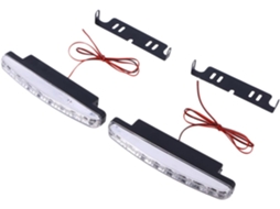 Conjunto De 2 Luzes Diurnas Led Para Carro Com 8 Leds Cada E Suporte Montagem