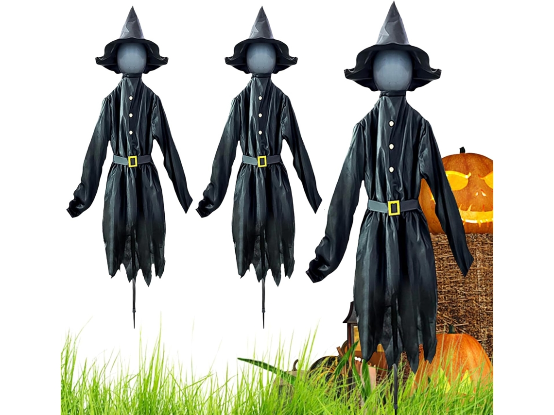 Decoração de Halloween para Jardim 3 Bruxas Iluminadas com Estacas, Acessório Assustador de Terror para o Dia Das CHABERLU
