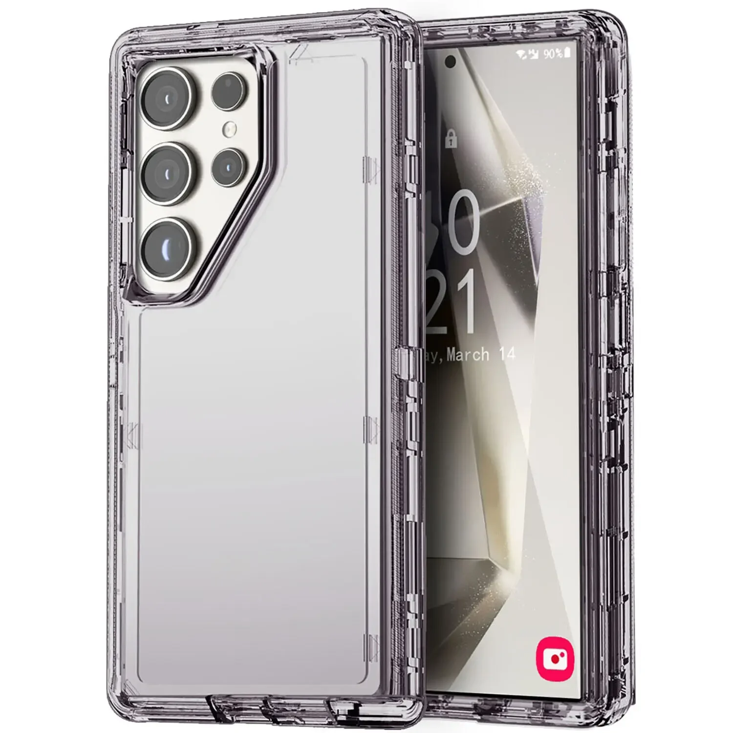 Capa Transparente De Cristal À Prova De Choque (cinza, Galaxy S21 Ultra 5g), Durável E Resistente, Oferece Proteção Completa Para O Seu Celular.