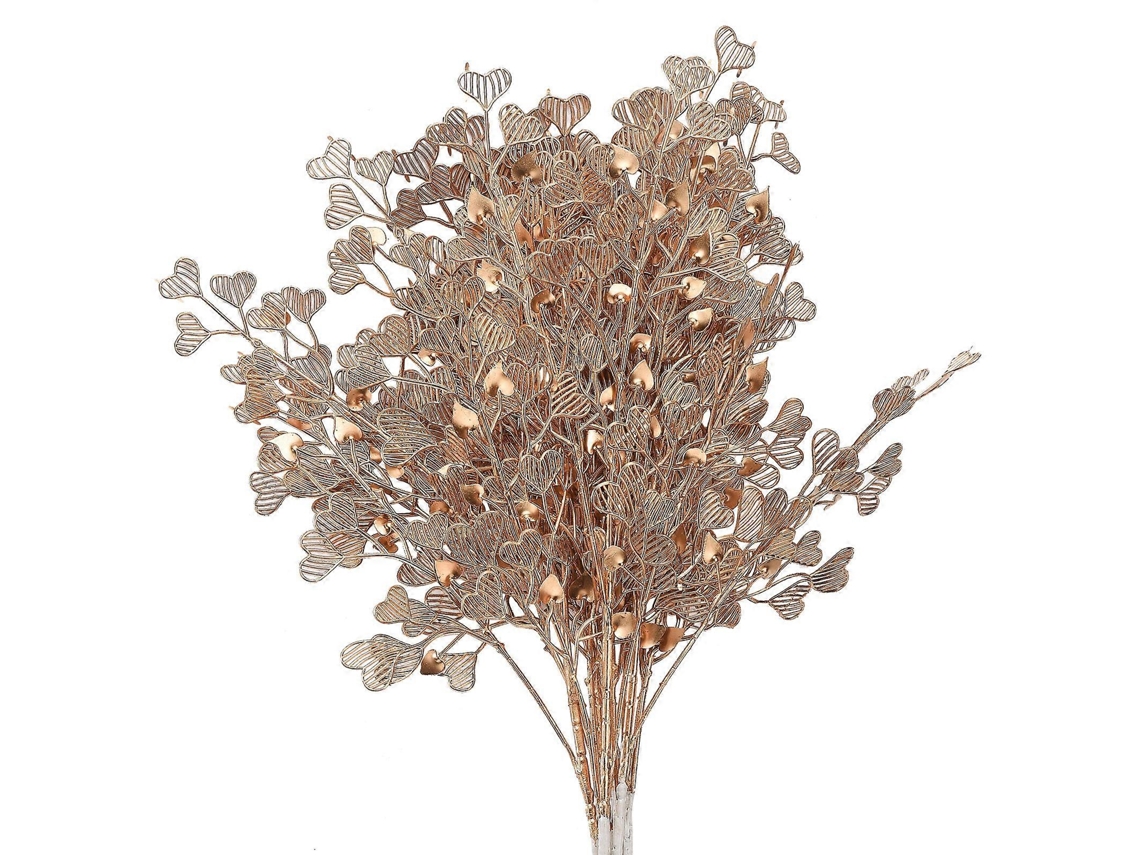 Peças / Tamanho Do Coração Dourado Comprimento Total 65 Cm, 5 Garfos, Parte Da Folha 28 Cm Flor Artificial Dourada De Natal Olysi Shop