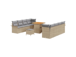 Conjunto 11 Conjunto De Sofá De Jardim Vidaxl Bege Vime Pe (242,5 X 62 X 85 Cm)