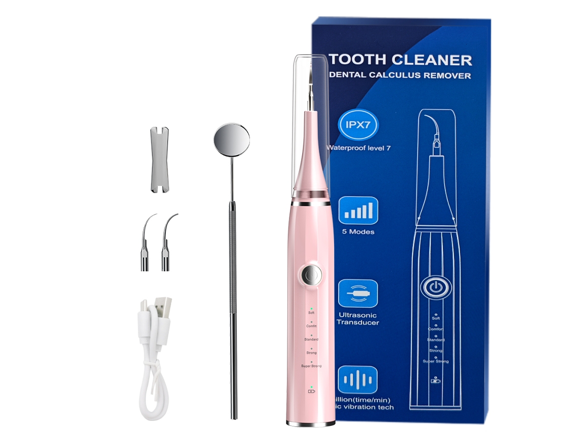 Removedor Ultrassónico De Placa Bacteriana , Para Tártaro E Manchas, 5 Modos, Ipx8 Recarregável Rosa Hexinyigjly