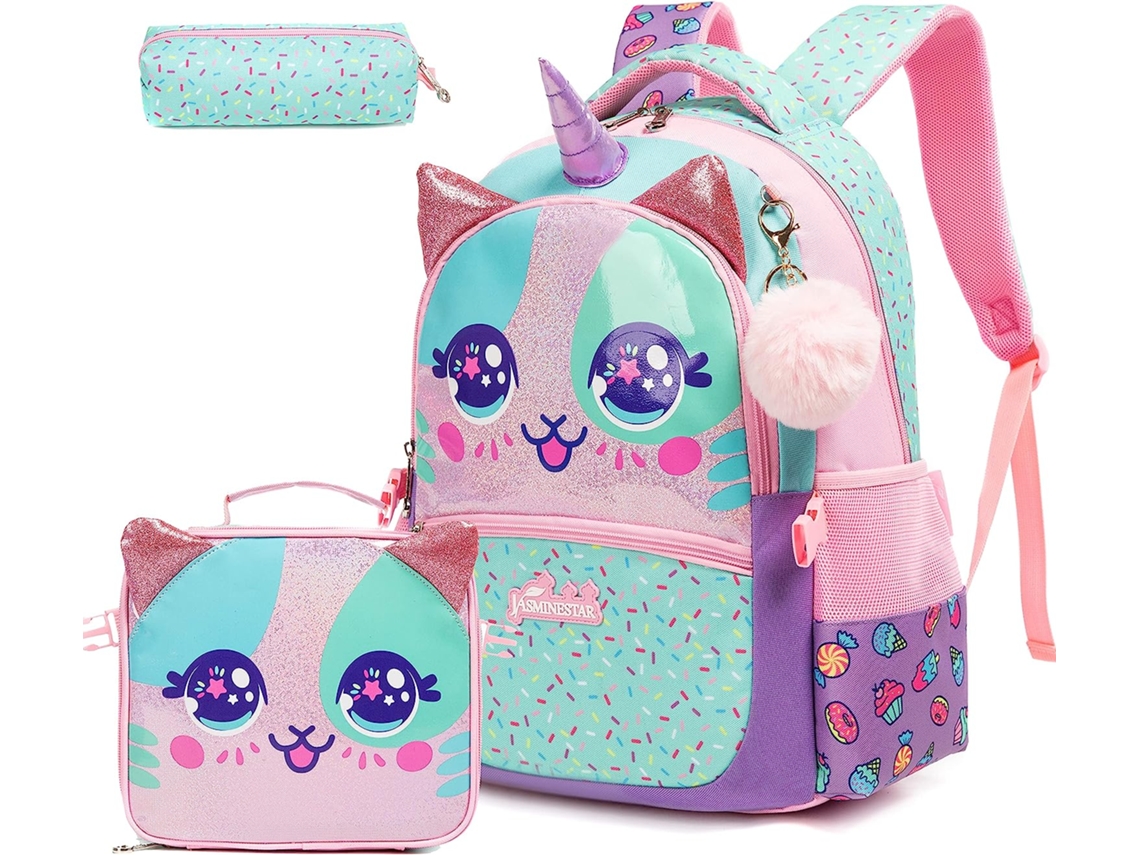 Mochila Escolar Infantil com Lancheira Bolsa Fofa para Meninas