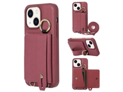 Suporte Casa Pega Ameixa Para Iphone 13 Pele Sintética Com Porta-cartões Roxo