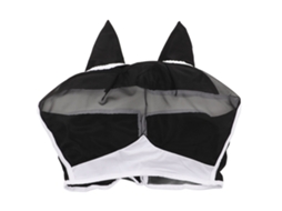Máscara Para Cavalos Com Ouvidos Detachável Mesh Uv Proteção Elástica Respirável Preta S