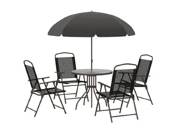 Conjunto de Móveis de Jardim Aço e Poliéster Cor Preto 80x80x69.5 cm Outsunny