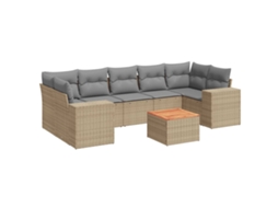 Conjunto de 8 sofás de jardim com almofadões Vime Pe Bege MAISON EXCLUSIVE (8 peças)
