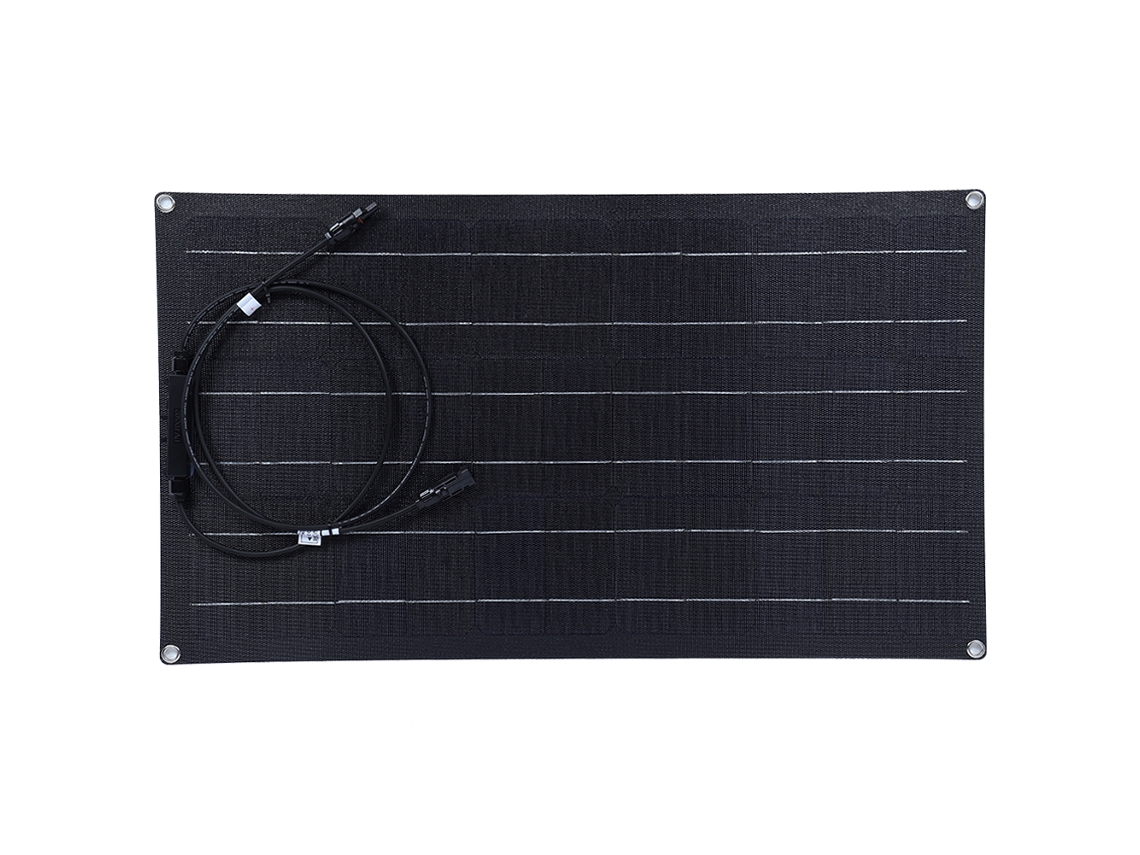 Painel solar flexível de 50 W e 18 V, que oferece flexibilidade, capacidade de carregamento, leveza e portabilidade.