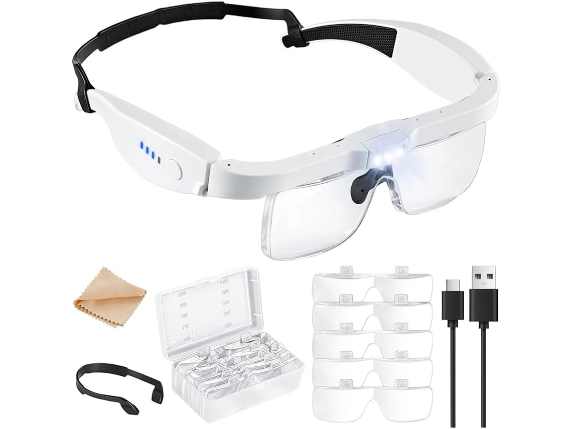 Lupa Com Luz, Design Ergonômico Com Ponte Nasal Moldável.