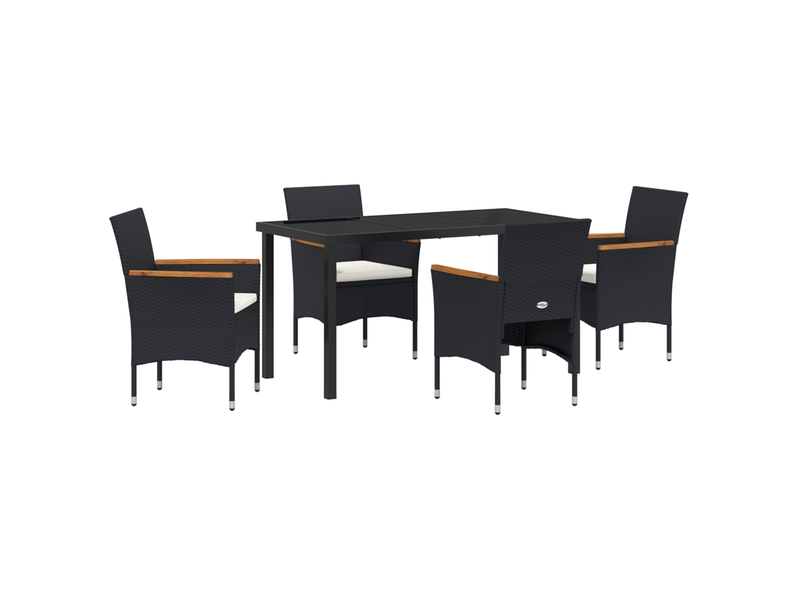 Conjunto 5 De Jantar De Vidaxl Para Jardim Preto Vime Poli