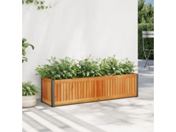 Vidaxl Vaso/floreira De Jardim 110x30x27,5 Cm Acácia Maciça E Aço