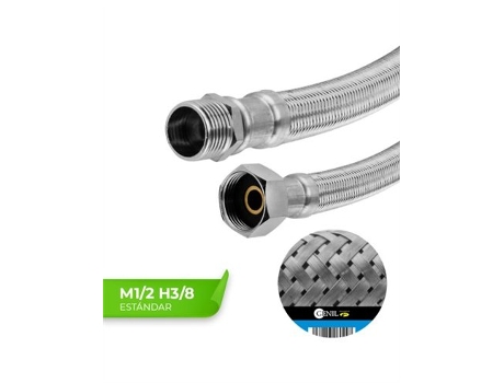 Mangueiras De Aço Inoxidável Padrão M1/2 H3/8 De 50 Cm, Pacote Com 10 Unidades