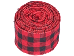 Laxiscreed Fita Decorativa De Natal 5m Com Padrão Xadrez Preto E Vermelho Para Embrulho E Artesanato