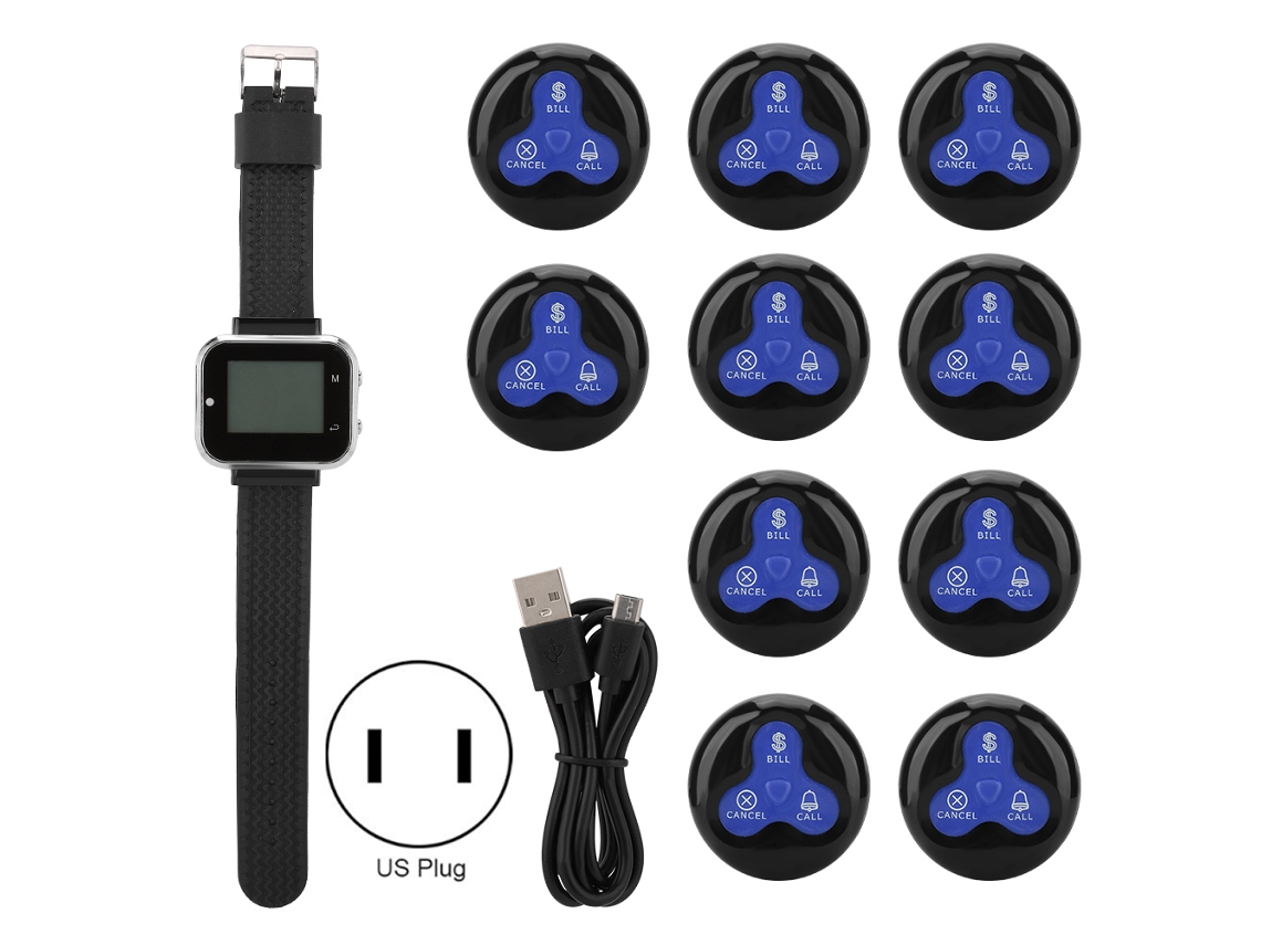Ctw06+ctt23 Receptor De Relógio Móvel Sem Fio+10 Pager De Enfermagem Sem Fio Azul