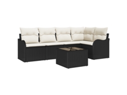 Conjunto 6 Conjunto De Sofá Modular Vidaxl Preto Vime Pe (232,5 X 122,5 X 69 Cm)