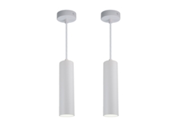 Pacote De 2 Lâmpadas Suspensas Modernas De Teto Em Alumínio Branco, Minimalistas Em Forma De Tubo 20cm, Com Gu10 E Altura Ajustável Alpinaluz