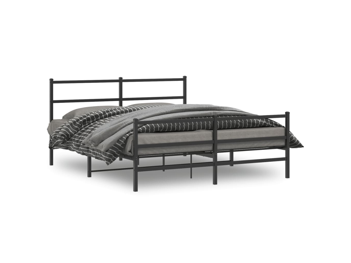 Vidaxl Estrutura De Cama Com Cabeceira E Pés 150x200 Cm Metal Preto