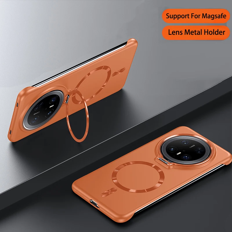 Capa Para Celular (orange Huawei Mate 70 Pro) Com Suporte Para Lente, Compatível Com Carregamento Sem Fio, Material De Policarbonato Fosco.