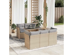 Vidaxl 6 Pcs Conjunto De Sofás P/ Jardim Com Almofadões Vime Pe Bege