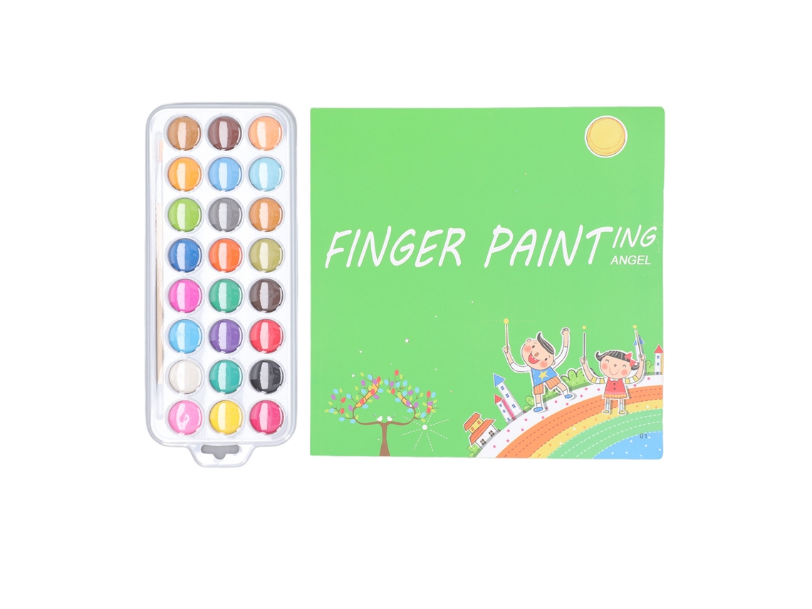 Mali conjunto de Pintura Aquarela 24 Cores para Crianças com Pincel e Livro de Doodle