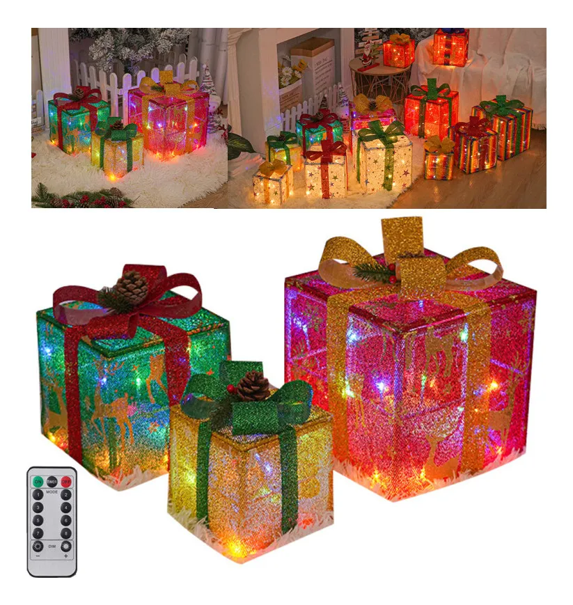 Nova Caixa De Presente De Natal Luminosa Com 8 Modos, 3vayotoy