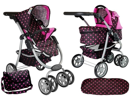 Carrinho 2 Em 1 Com Bolsa Preta E Rosa Alice
