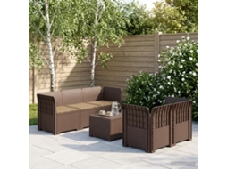 Vidaxl Sofá De Jardim De 5 Pessoas Com Almofadas Visual De Rattan Pp