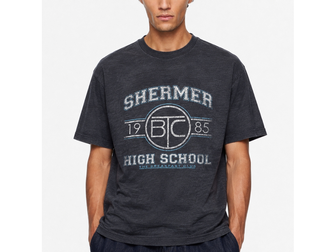 Rockinstone Breakfast Club Movie Shermer Hs Heather Navy Adult T-shirt Size:xxl