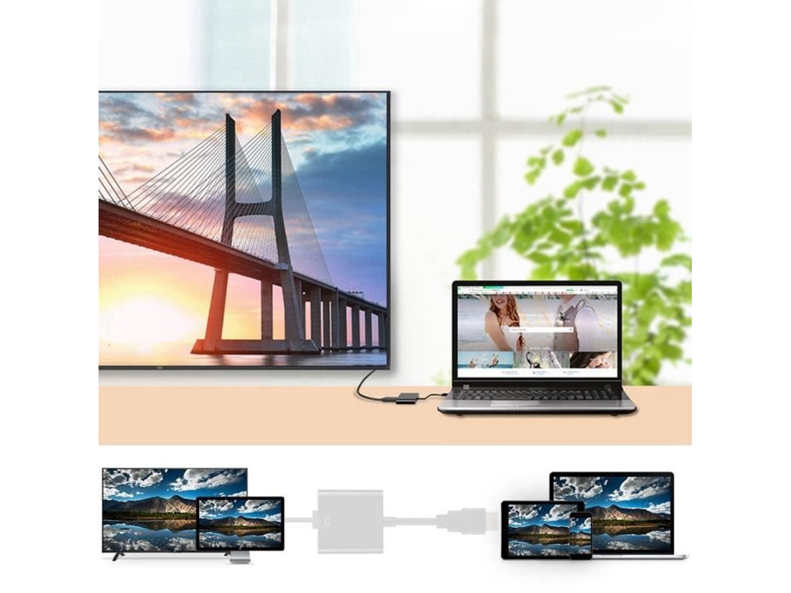 HURRISE Cabo Hdmi para Vga 720P/1080P Cabo Adaptador Conversor de Vídeo 720P/1080P Hdmi Macho para Vga Fêmea