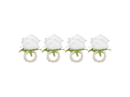Conjunto de 4 Anéis de Guardanapo Rosa Simulada, Plástico Reutilizável, Design Vinha para Mesa com S/MARCA