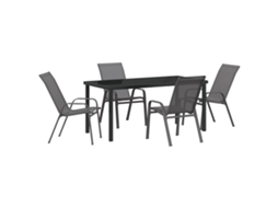 Conjunto 5 De Jantar Vidaxl Cinza Textilene E Aço