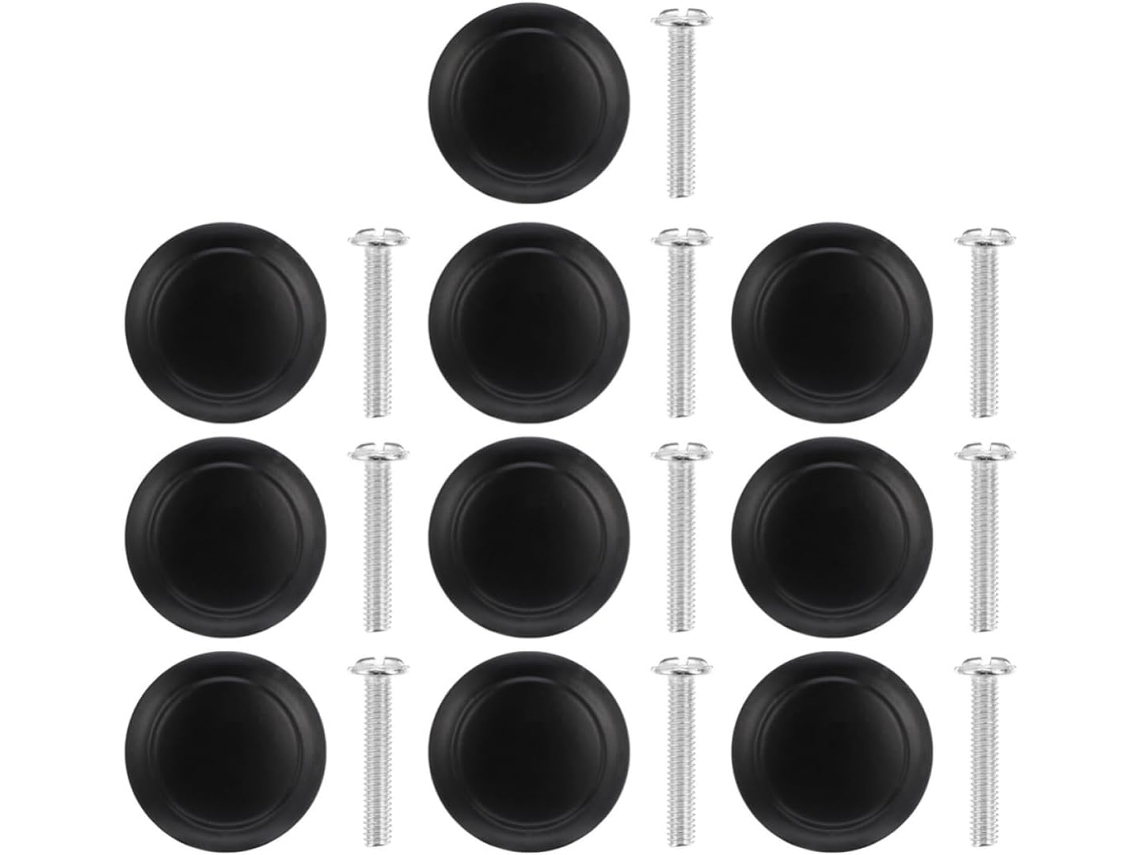 Conjunto De 10 Puxadores Gaveta Fomiyes Em Aço Inoxidável Preto, Estilo Cogumelo, Com Parafusos Inclusos, Para Uso