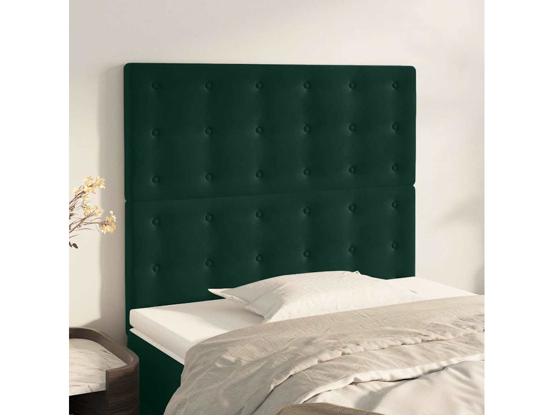 Vidaxl Cabeceira Verde Escuro 90x5x118/128 Cm Veludo