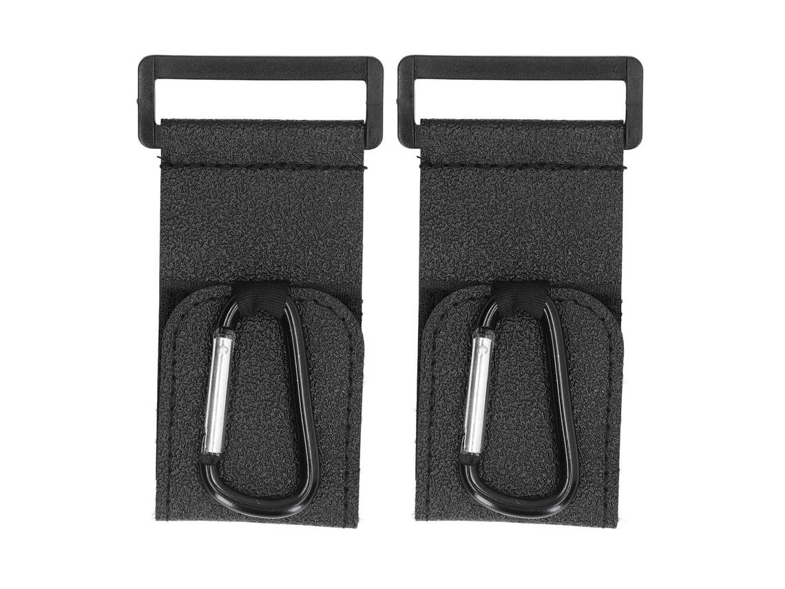 Primerox 2pcs Gancho de Carrinho de Bebê em Couro Preto para Mãos Livres Multiuso Suporta 5kg