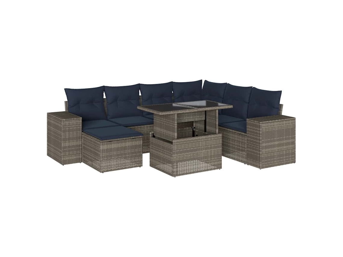 Conjunto de Sofá de Jardim, 8 Peças, Almofadas, Rattan Cinza MAISON EXCLUSIVE