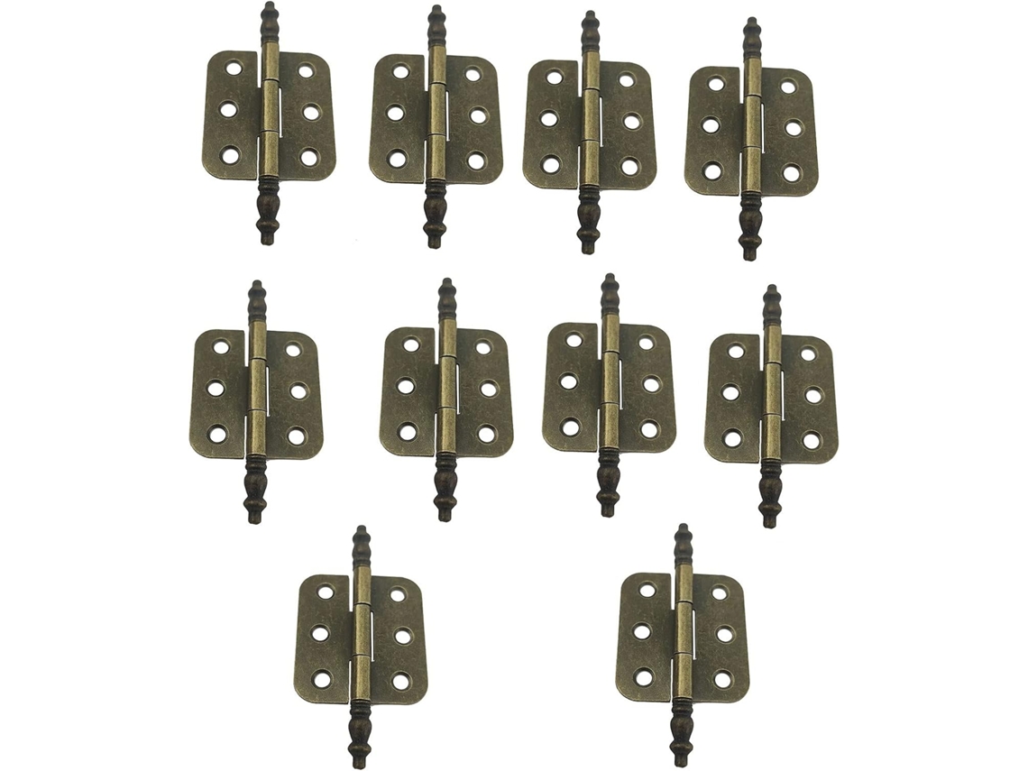 Conjunto De 10 Dobradiças Com Cabeça Coroa Em Bronze Antigo, 6 Furos, Dobradiças Decorativas Para Caixas De Joias E