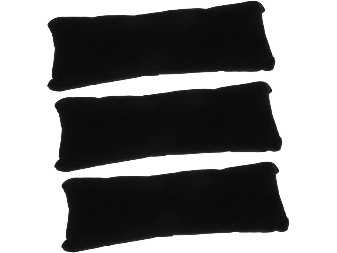 De 3 Almofadas Pretas De Veludo Para Exibir Relógios E Pulseiras, Almofadas Compridas Para Joias Estáveis.