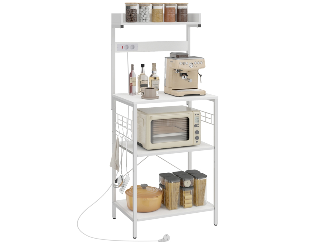 Estante de cozinha VOLTEDGE com 2 tomadas para micro-ondas e prateleira ajustável 60x42x137 cm