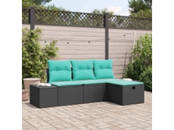Vidaxl Conjunto De Sofá De Jardim 4 Unid. Vime Pe