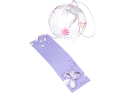 Sino de Vento de Vidro Inoomp com Estampa Floral Branca e Violeta, Pintado À Mão, para Decoração de Jardim, Varanda e CHABERLU