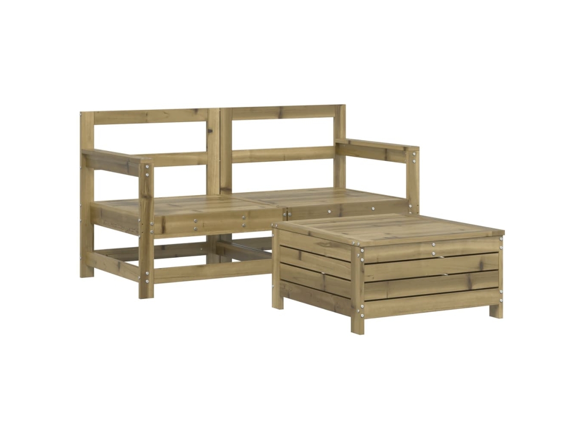 Maison Exclusive - 3 Pcs Conjunto De Sofás Para Jardim Madeira De Pinho Impregnada