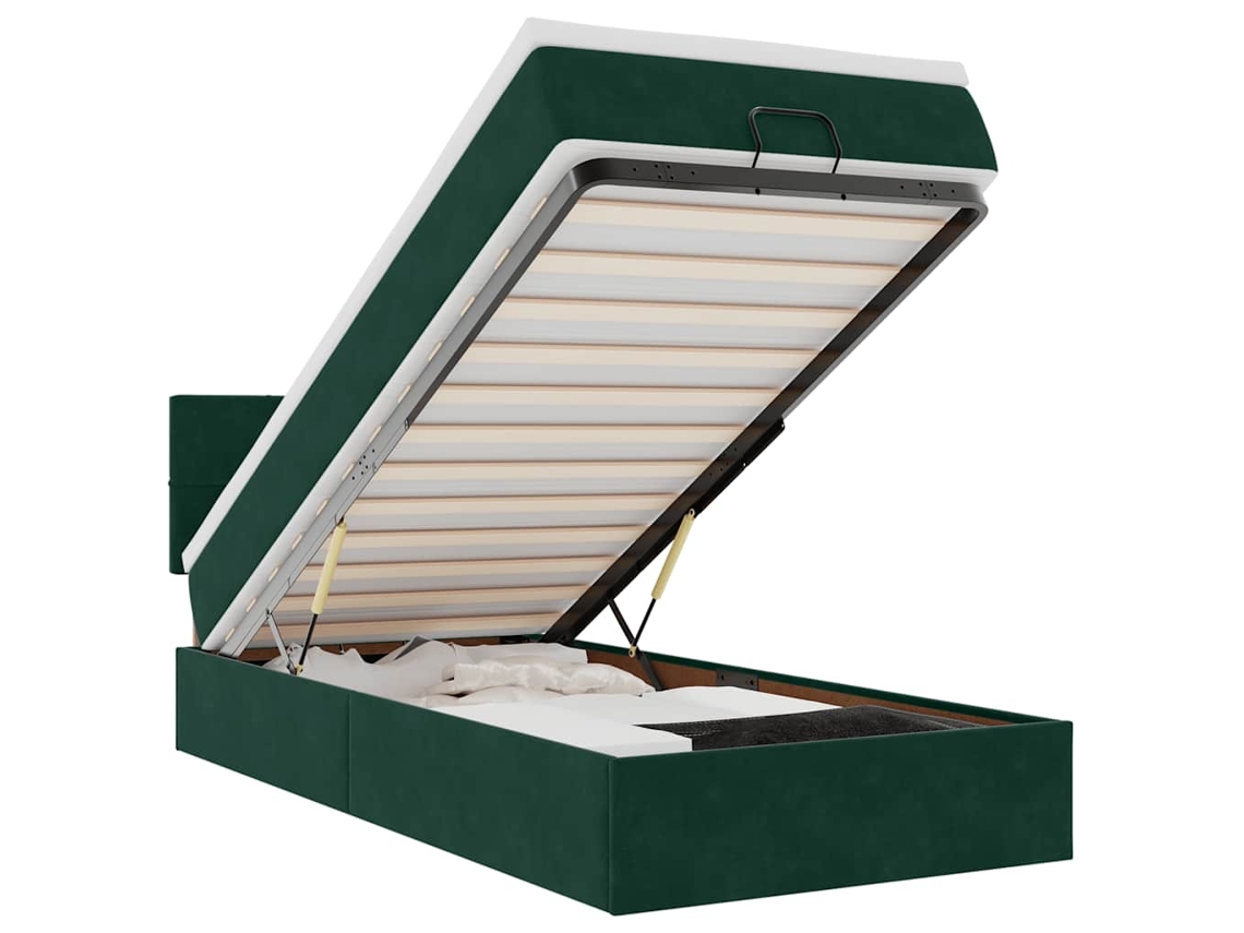 Cama com Colchão Leds Veludo Verde Escuro MAISON EXCLUSIVE (80x200 cm)