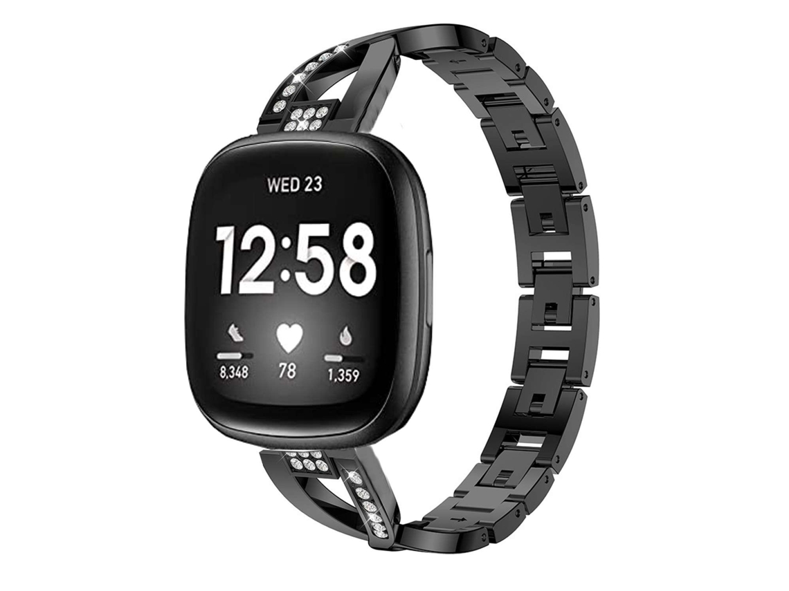 Bracelete Pulseira Aço Luxury para Fitbit by Google Versa 4 Preto